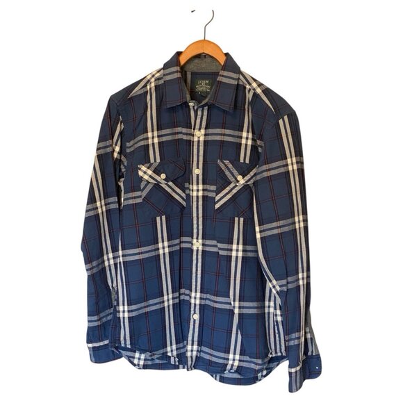 J.CREW Other - J Crew Men's L Button Up Blue Plaid Striped Shirt Long Sleeve Heavyweight